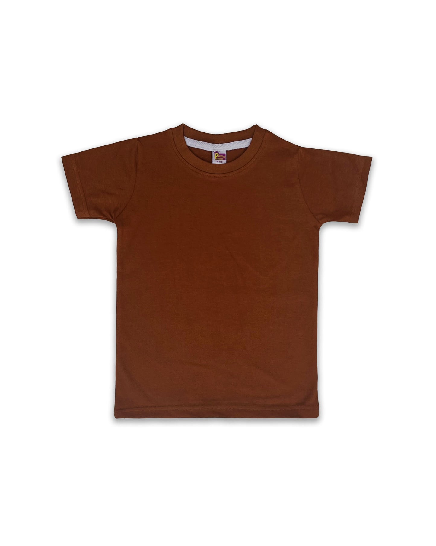 Kids Brown Half Sleeve Plain Tees – Comfortable Cotton Tee for Boys and Girls KTS052