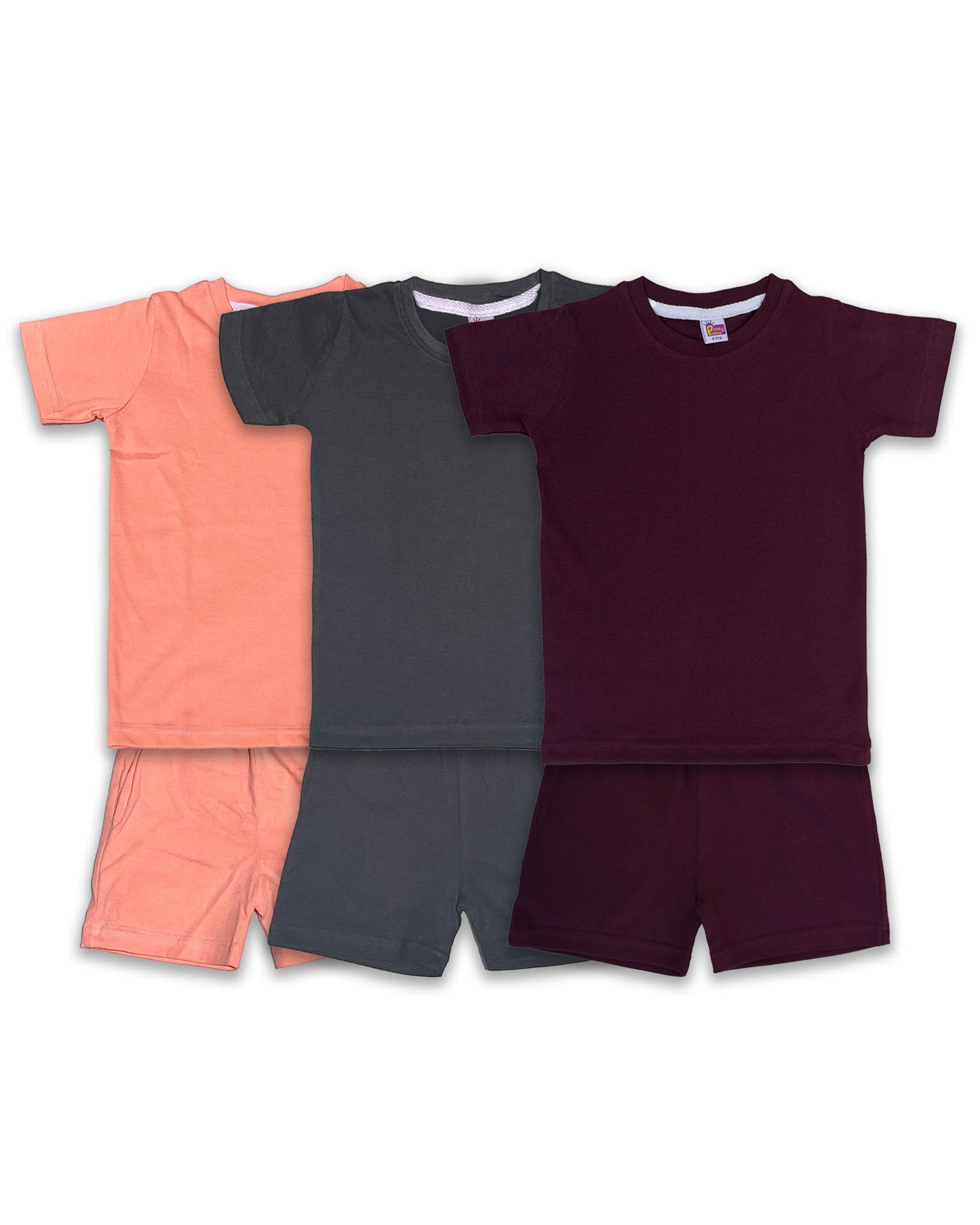 Plain Co-ord Set Pack of 3(Wine,Dark Grey & Peach) CDC03