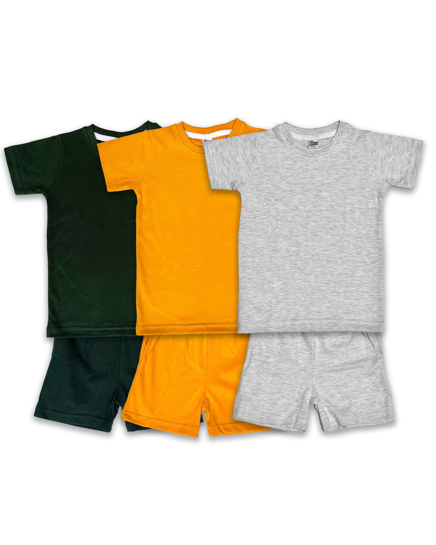 Plain Co-ord Set Pack of 3(Melange,Mustard & Dark Green) CDC07