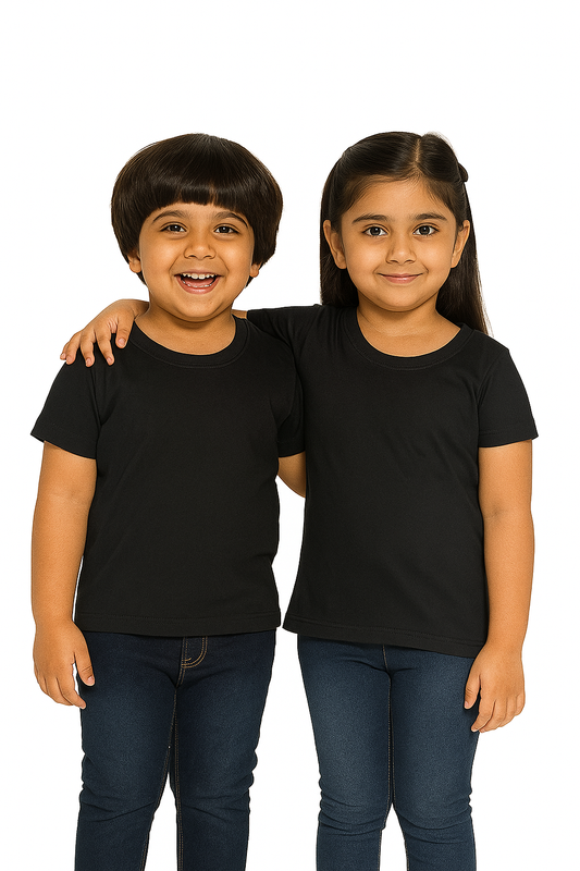 Kids Dark Grey Half Sleeve Plain Tees – Comfortable Cotton Tee for Boys and Girls KTS048