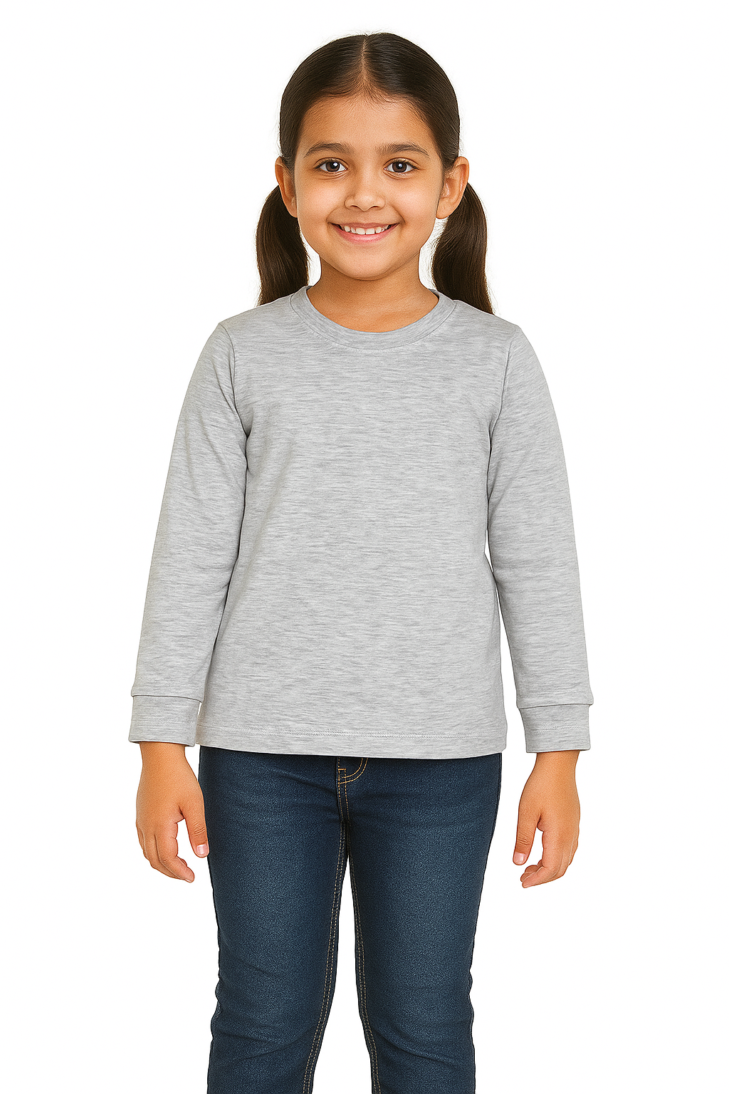 Kids Melange Full Sleeve Plain Tees – Comfortable Cotton Tee for Boys and Girls KTS03