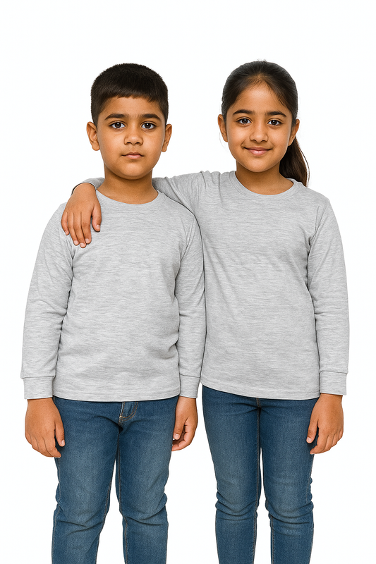 Kids Melange Full Sleeve Plain Tees – Comfortable Cotton Tee for Boys and Girls KTS03