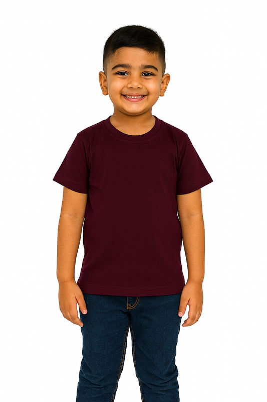 Kids Wine Half Sleeve Plain Tees – Comfortable Cotton Tee for Boys and GirlsKTS010
