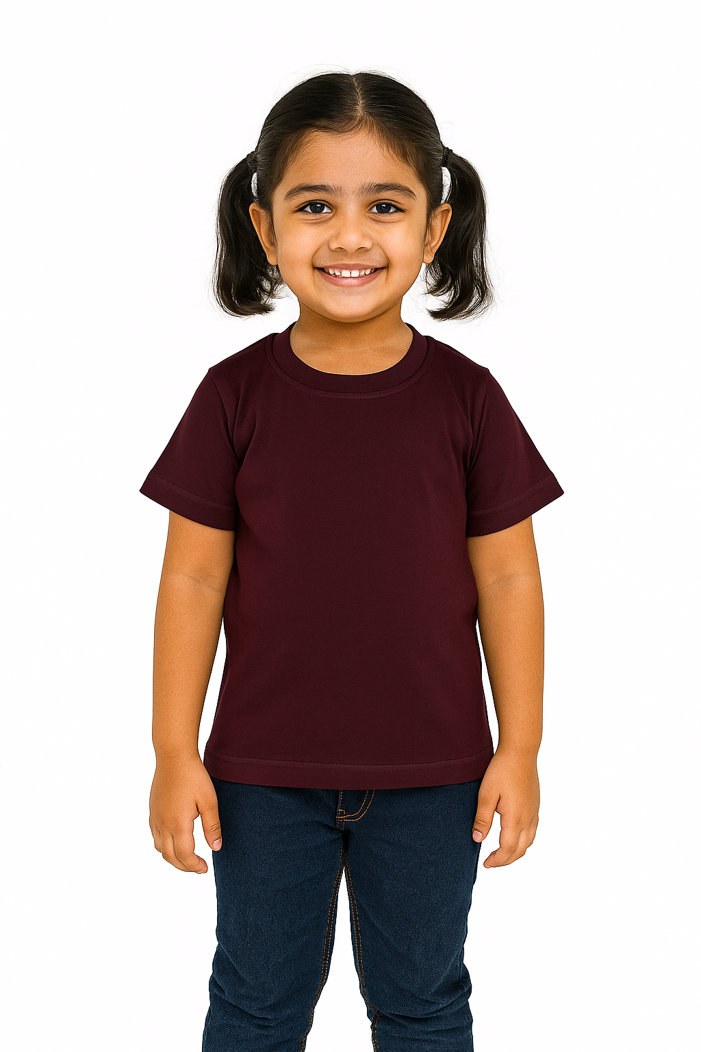 Kids Wine Half Sleeve Plain Tees – Comfortable Cotton Tee for Boys and GirlsKTS010