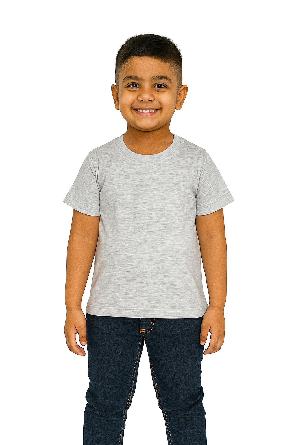 Kids Melange Half Sleeve Plain Tees – Comfortable Cotton Tee for Boys and Girls KTS050