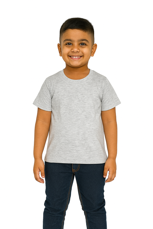 Kids Melange Half Sleeve Plain Tees – Comfortable Cotton Tee for Boys and Girls KTS050