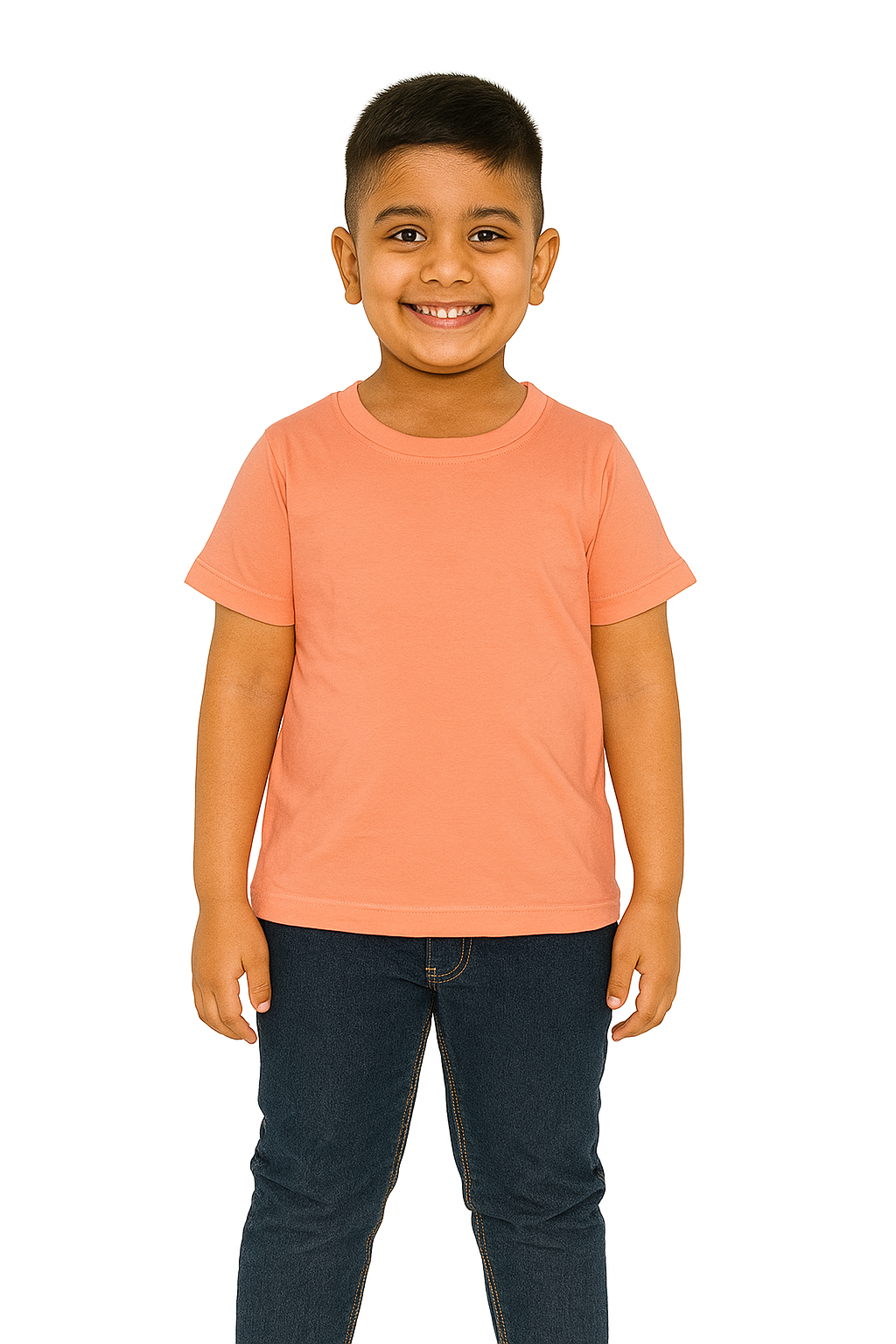 Kids Peach Half Sleeve Plain Tees – Comfortable Cotton Tee for Boys and Girls KTS046