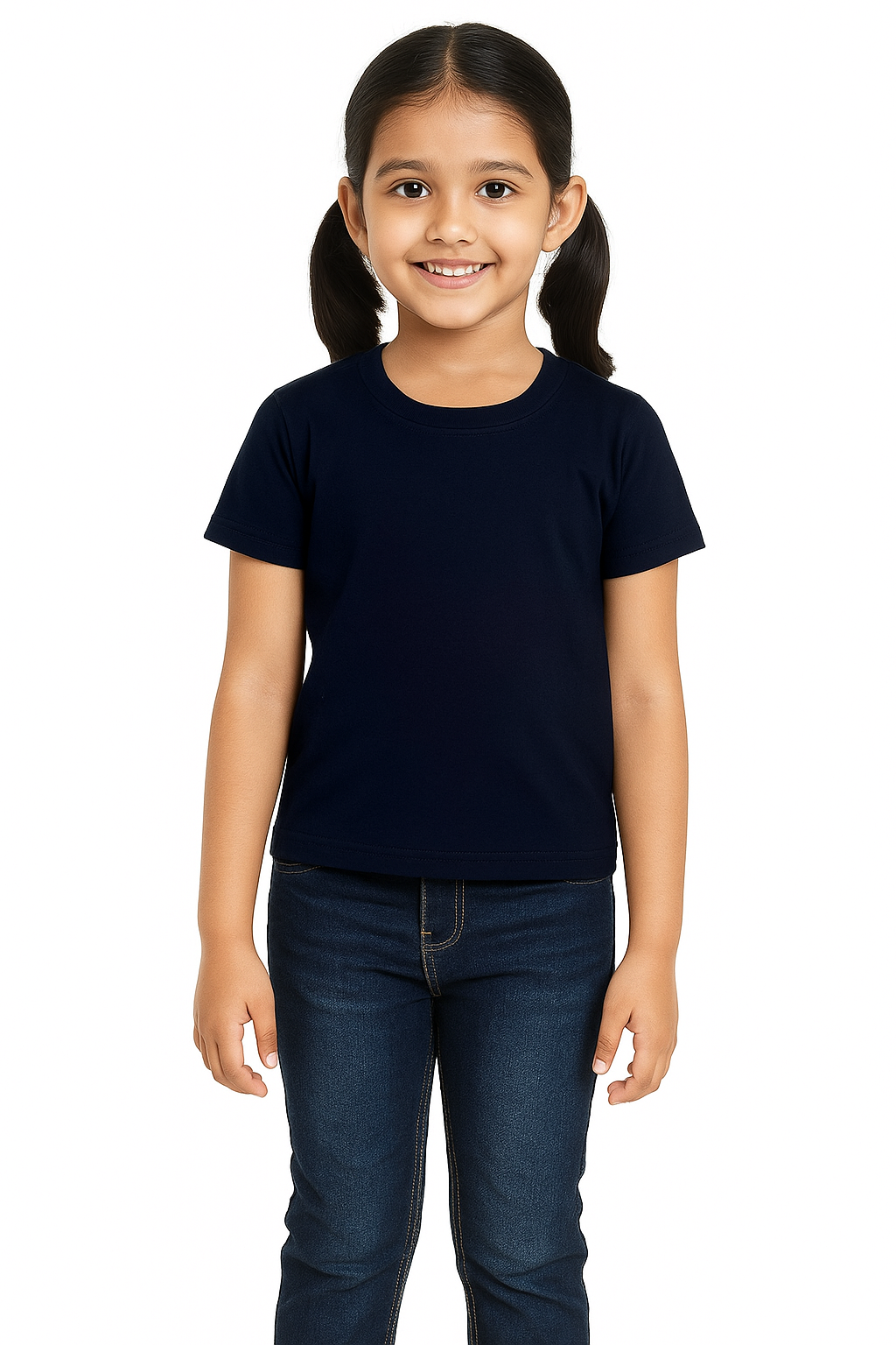 Kids Navy Half Sleeve Plain Tees – Comfortable Cotton Tee for Boys and Girls) KTS025