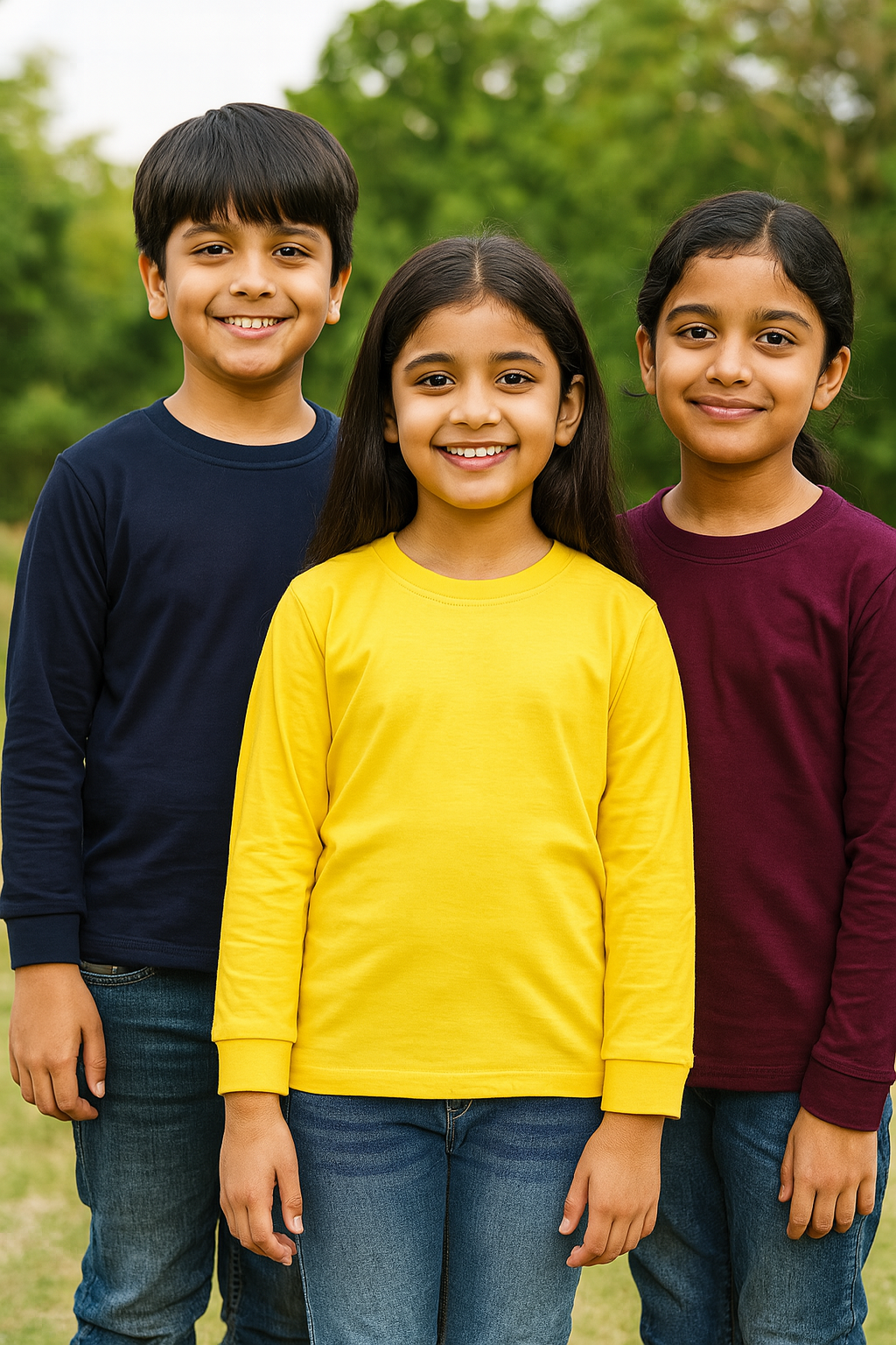 Plain T-Shirts Full Sleeve Pack of 3 (Navy,Yellow & Wine) CTS01