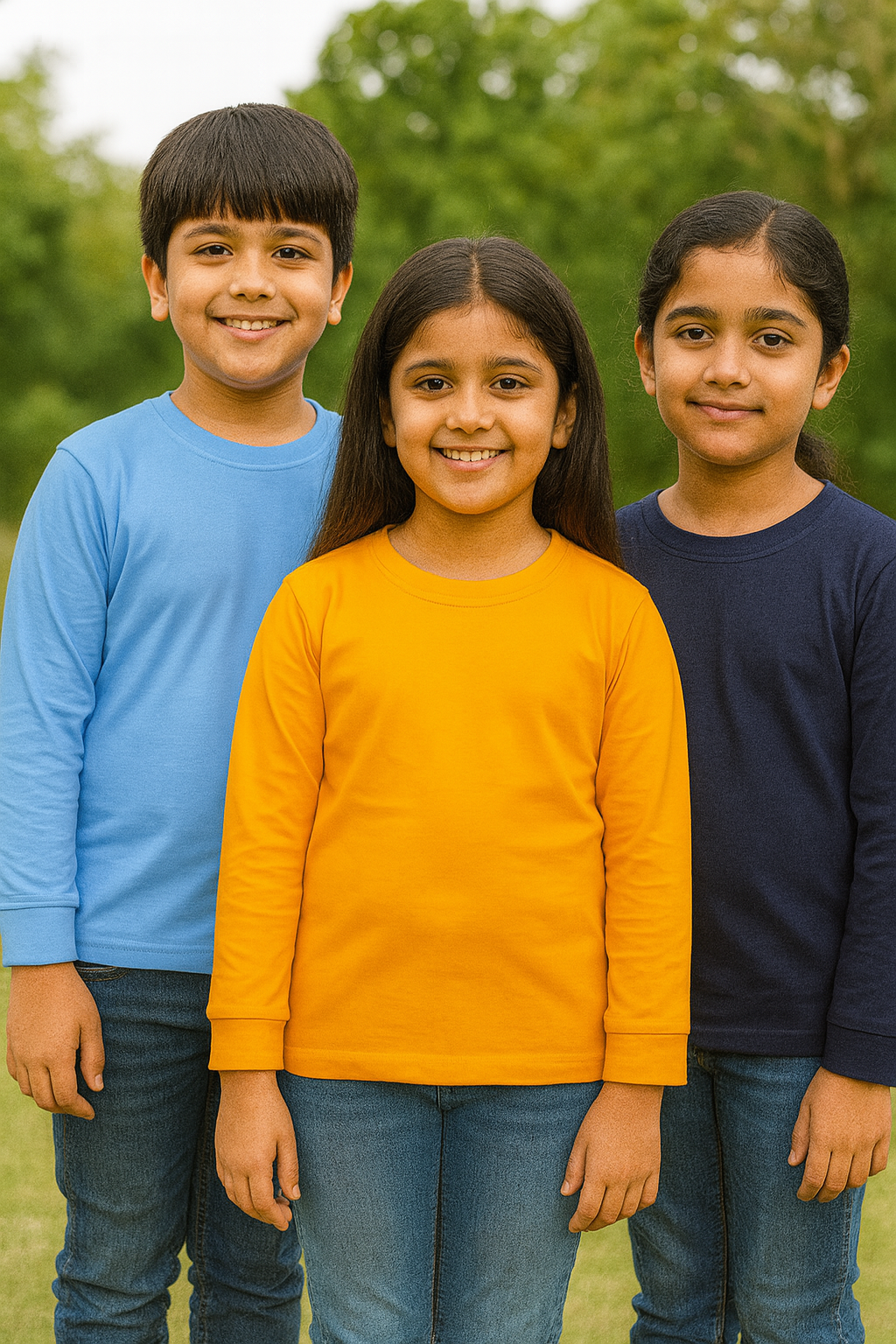 Plain T-Shirts Full Sleeve Pack of 3 (Mustard,Navy & Ice Blue) CTS03