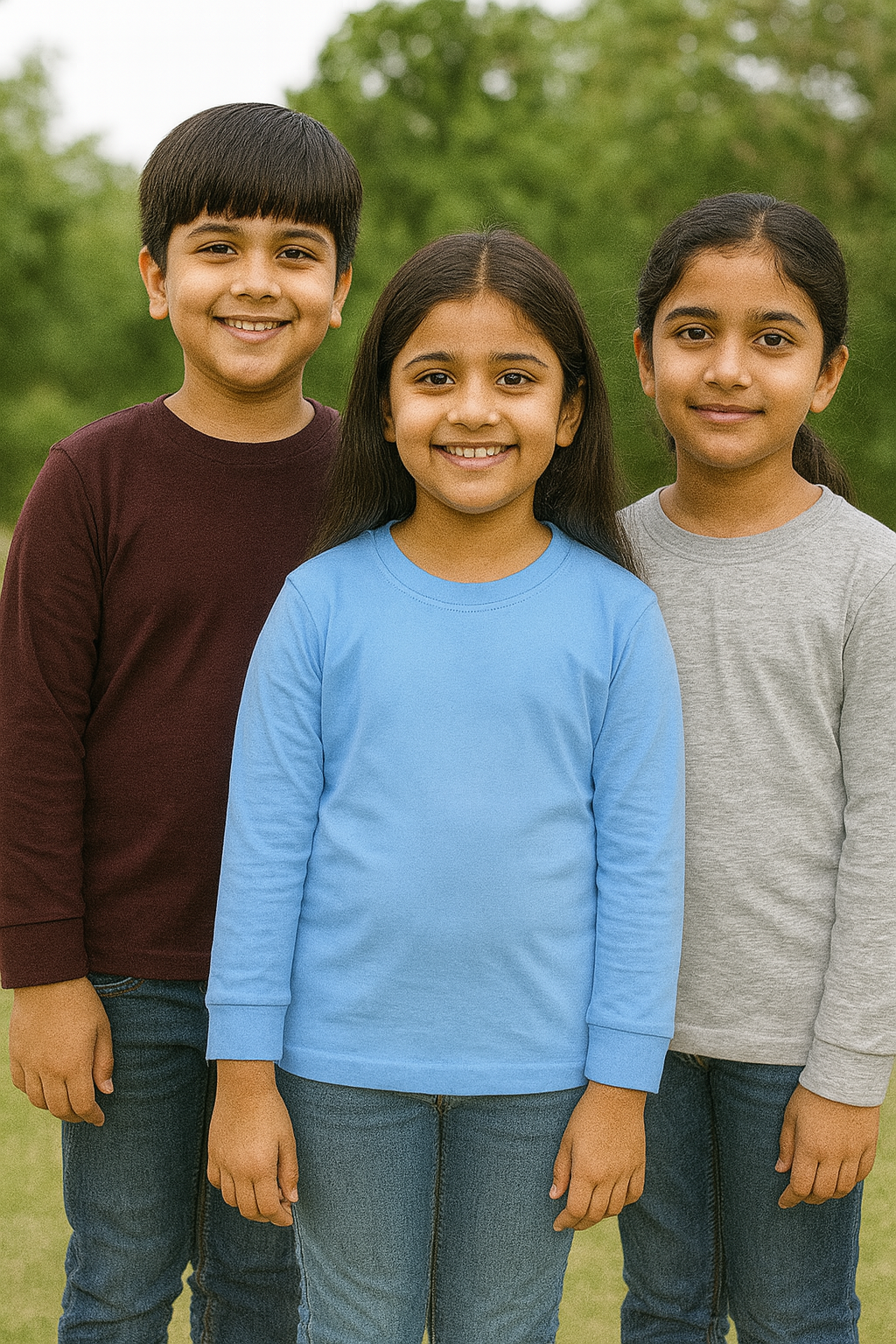 Plain T-Shirts Full Sleeve Pack of 3 (Melange,Ice Blue & Wine)  CTS018