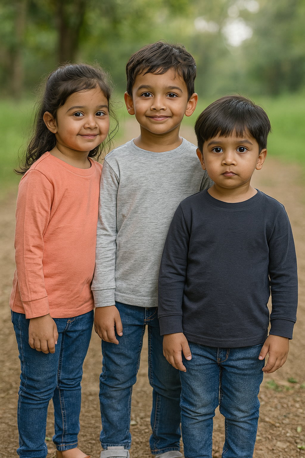 Plain T-Shirts Full Sleeve Pack of 3 (Peach,Melange & Dark Grey)  CTS06