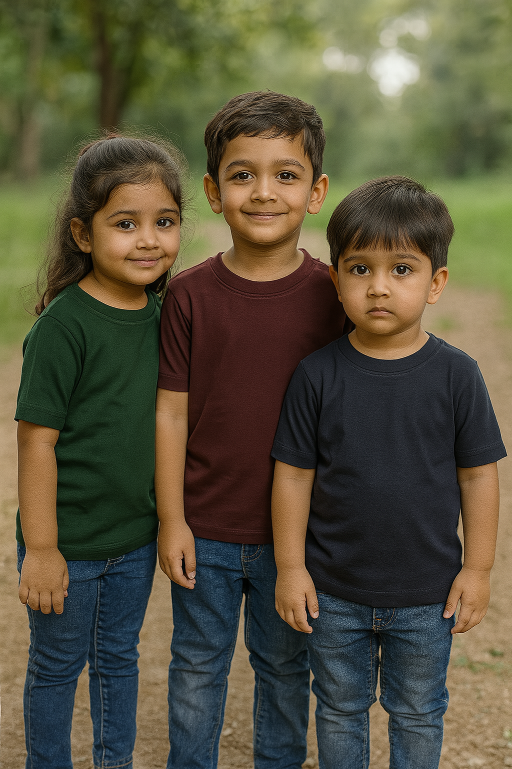 Plain T-Shirts Half Sleeve Pack of 3 (Navy,Wine & Dark Green) CTS07