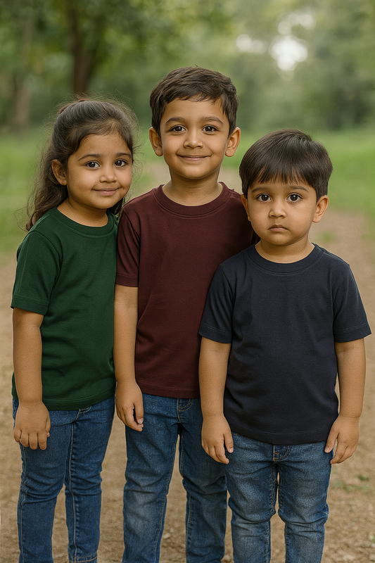 Plain T-Shirts Half Sleeve Pack of 3 (Navy,Wine & Dark Green) CTS07