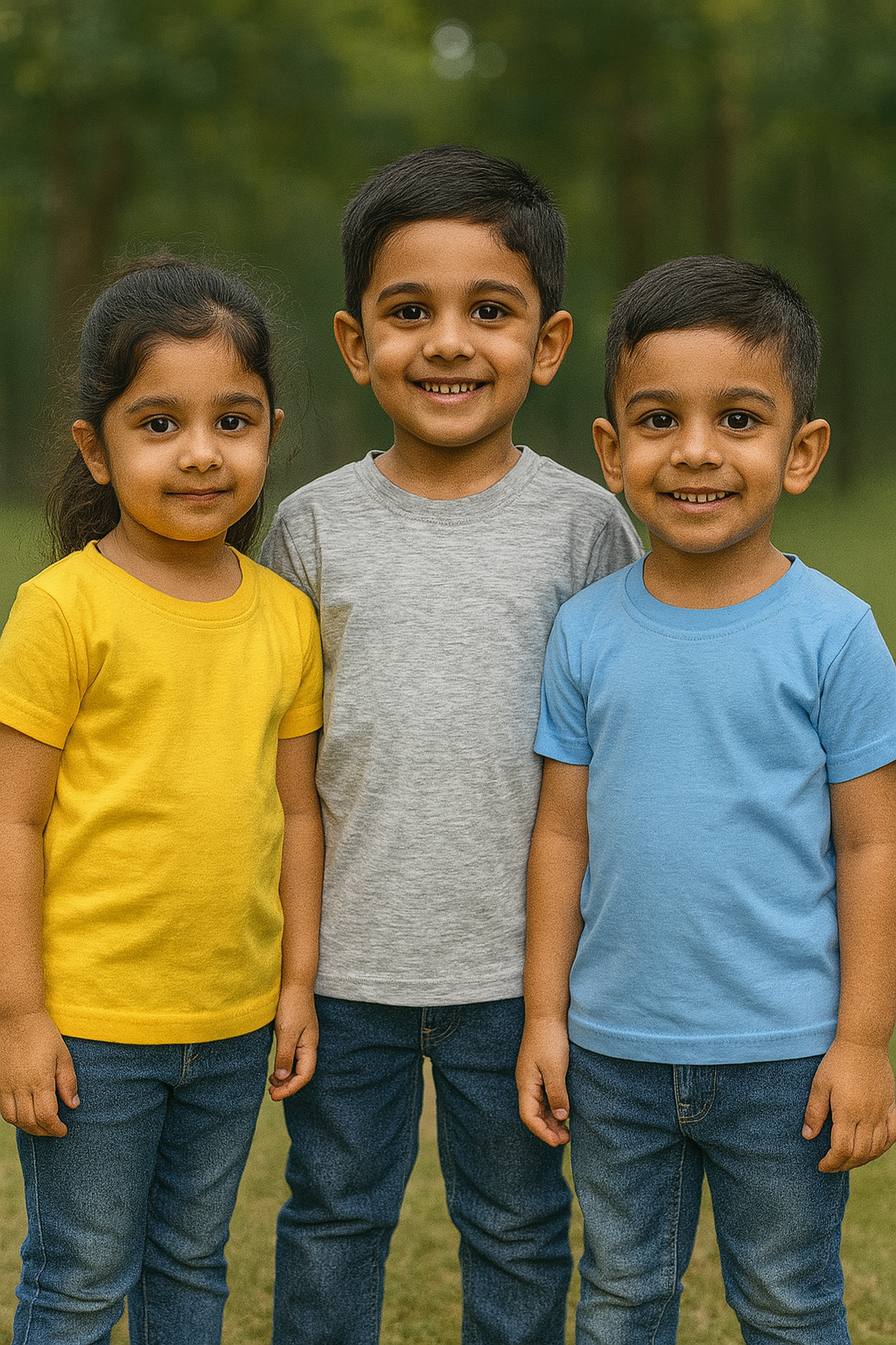 Plain T-Shirts Half Sleeve Pack of 3 (Ice Blue, Melange & Yellow) CTS012