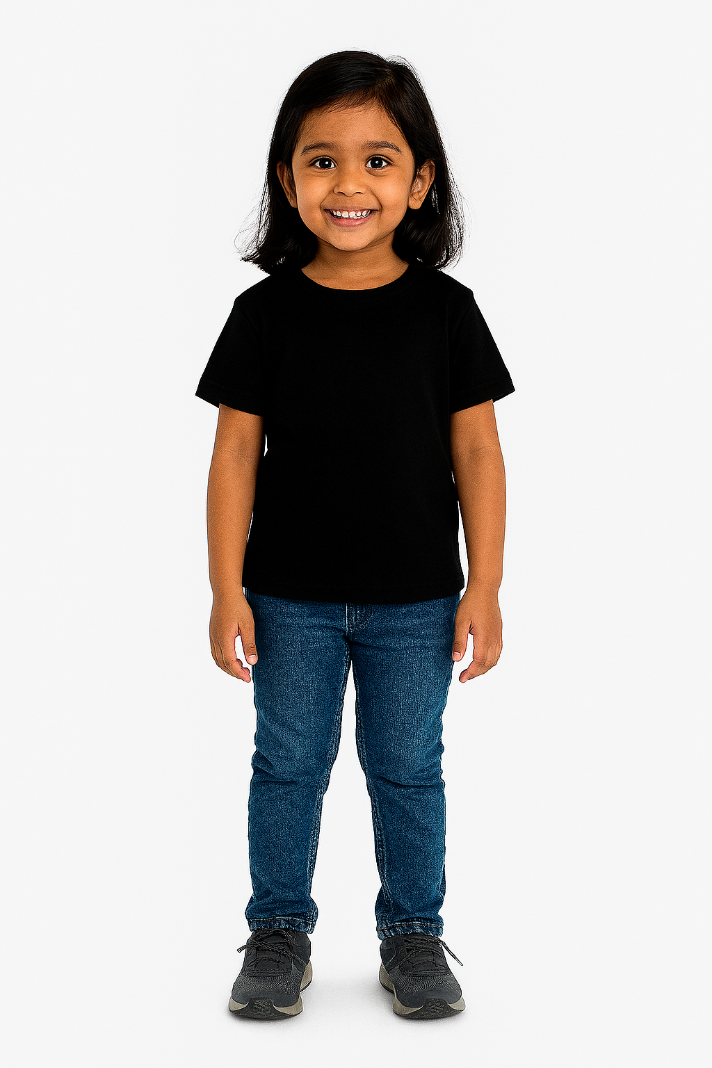 Kids Black Half Sleeve Plain Tees – Comfortable Cotton Tee for Boys and Girls KTS051