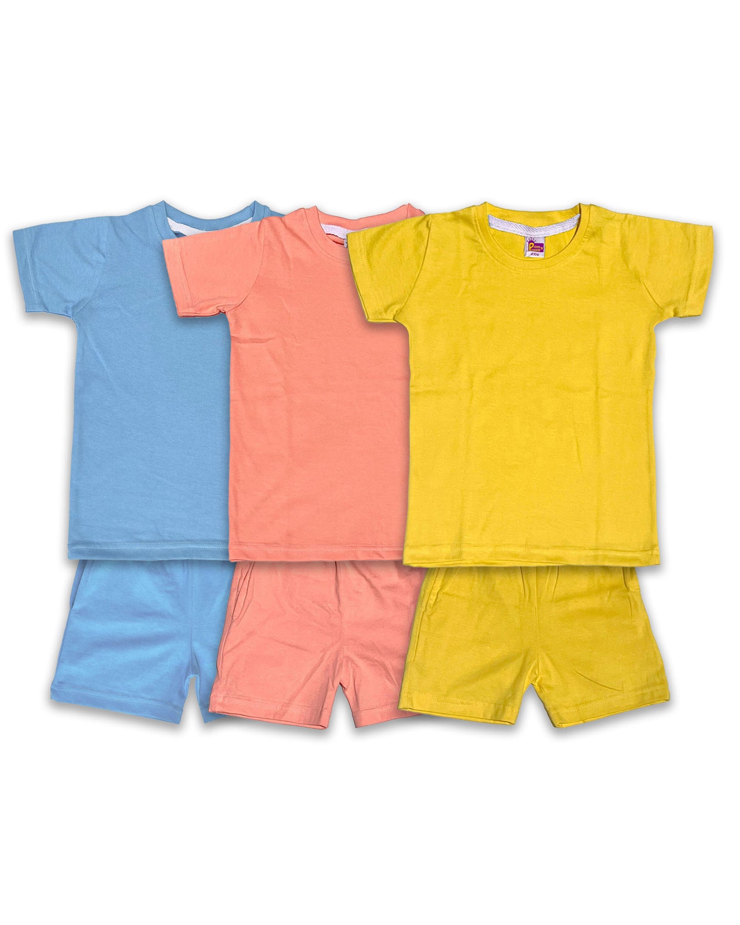 Plain Co-ord Set Pack of 3(Yellow,Peach & Ice Blue) CDC05