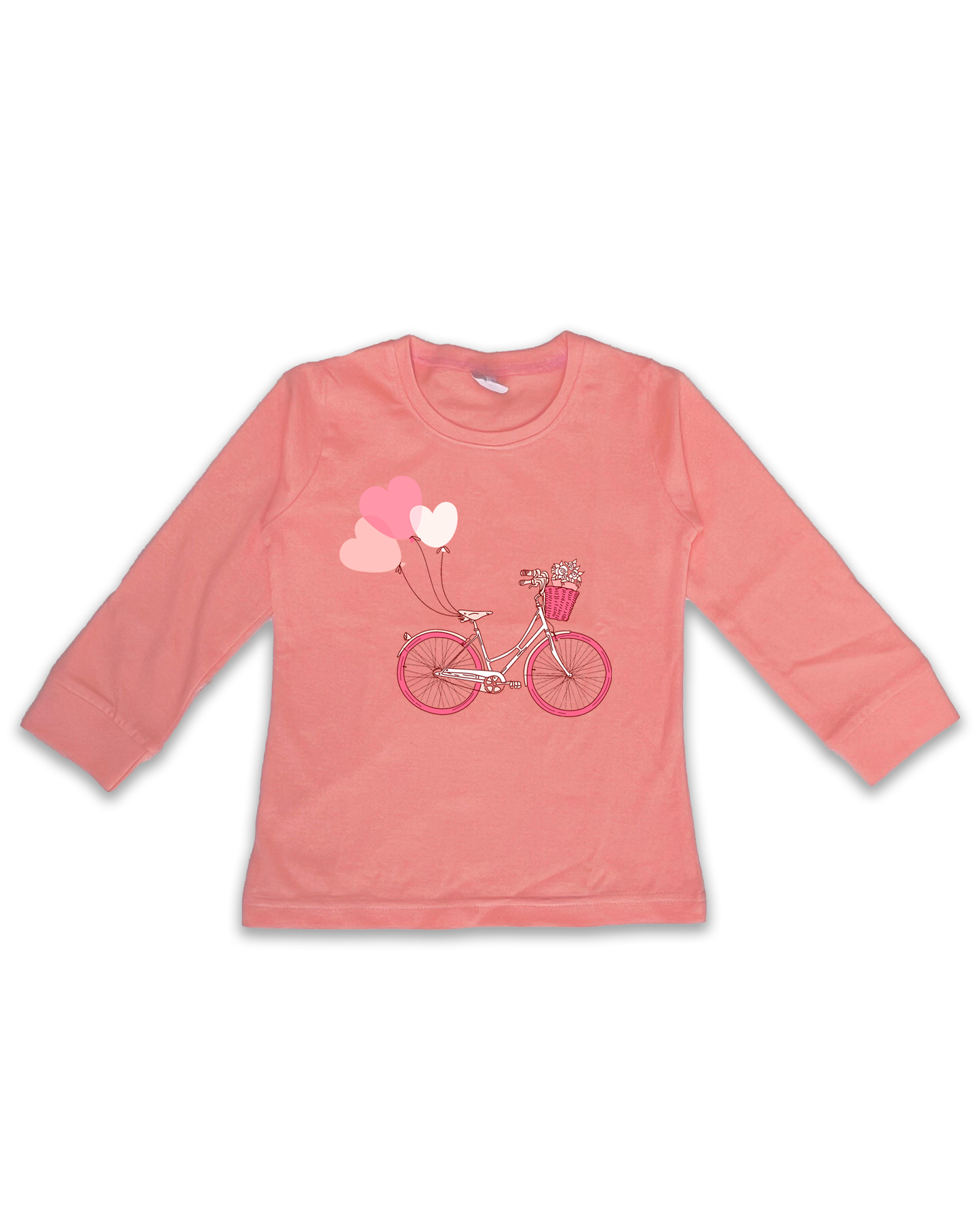 Kids’ Printed Full Sleeve Tees – Peach Tees for Girls FTS0153