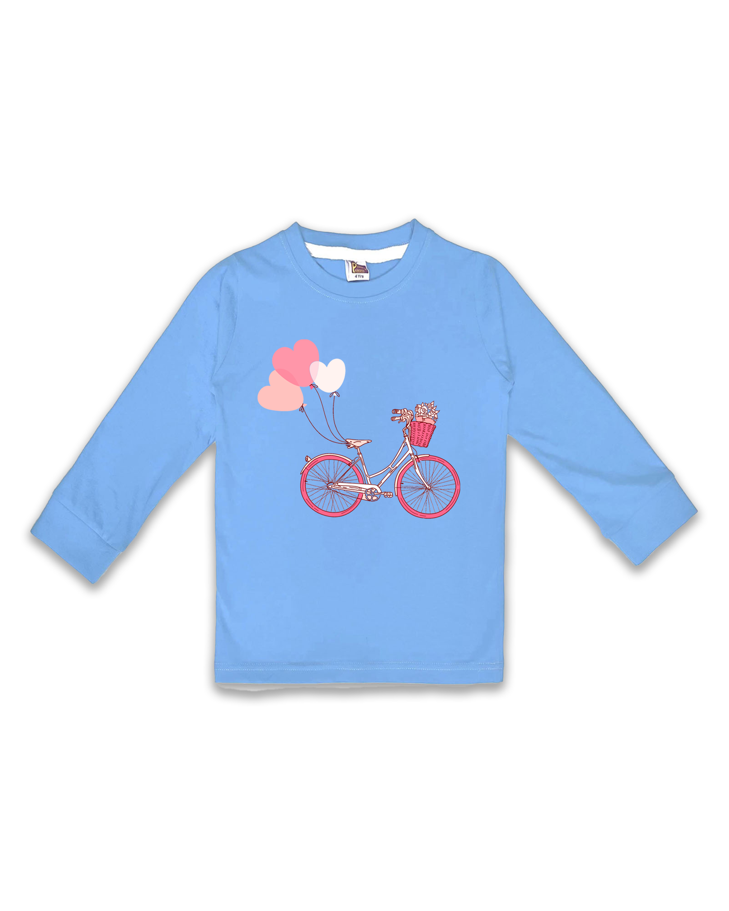 Kids’ Printed Full Sleeve Tees – Ice Blue Tees for Girls FTS0157