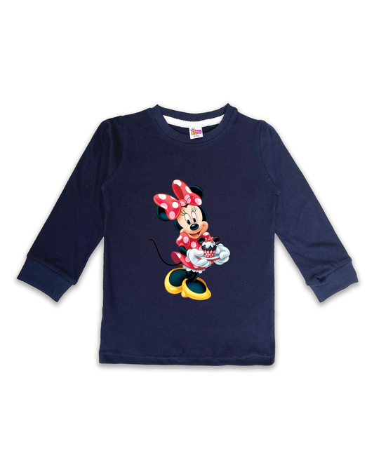 Kids’ Printed Full Sleeve Tees – Navy Tees for Girls FTS0141