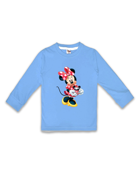 Kids’ Printed Full Sleeve Tees – Ice Blue Tees for Girls FTS0143