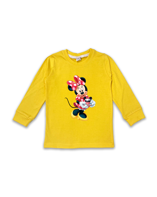 Kids’ Printed Full Sleeve Tees – Yellow Tees for Girls FTS0145
