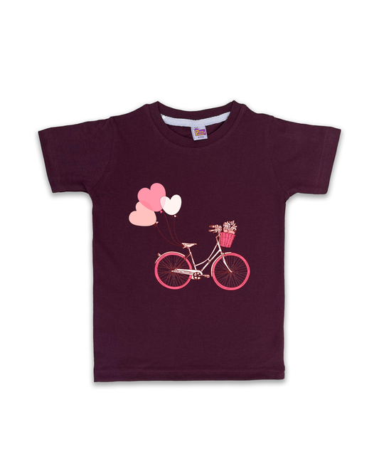 Kids’ Printed Half Sleeve Tees – Wine Tees for Girls FTS065
