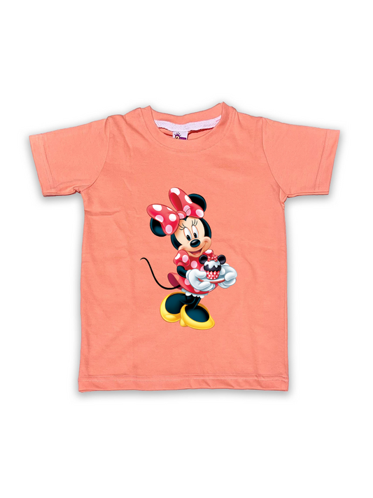 Kids’ Printed Half Sleeve Tees – Peach Tees for Girls FTS050