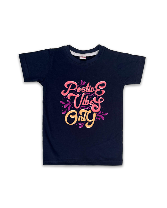 Kids’ Printed Half Sleeve Tees – Navy Tees for Girls FTS082