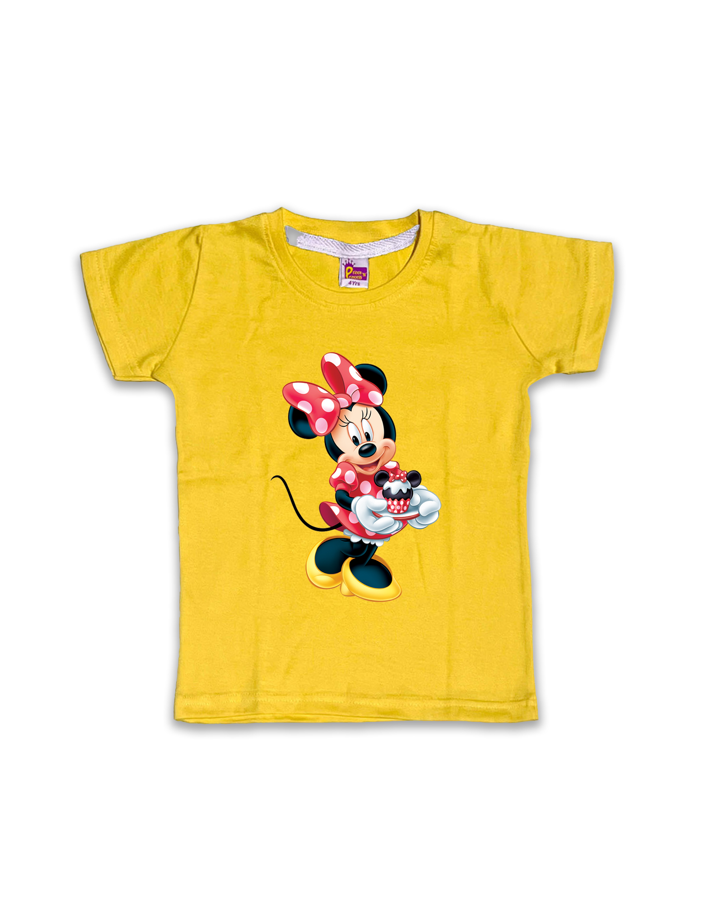 Kids’ Printed Half Sleeve Tees – Yellow Tees for Girls FTS051