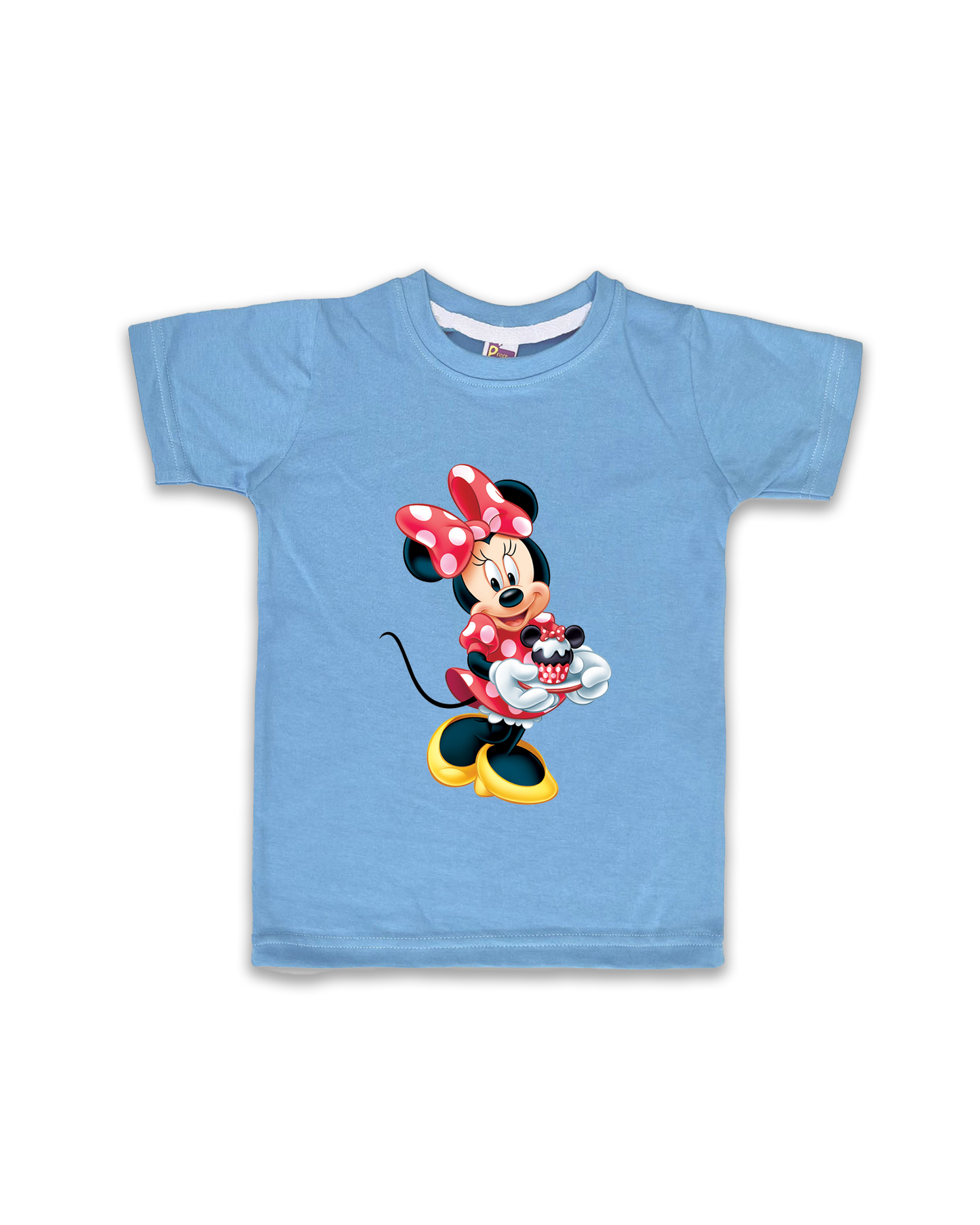 Kids’ Printed Half Sleeve Tees – Ice Blue Tees for Girls FTS056