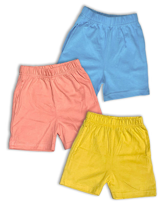 Plain Shorts Pack of 3 (Yellow,Peach & Ice Blue) KCS07