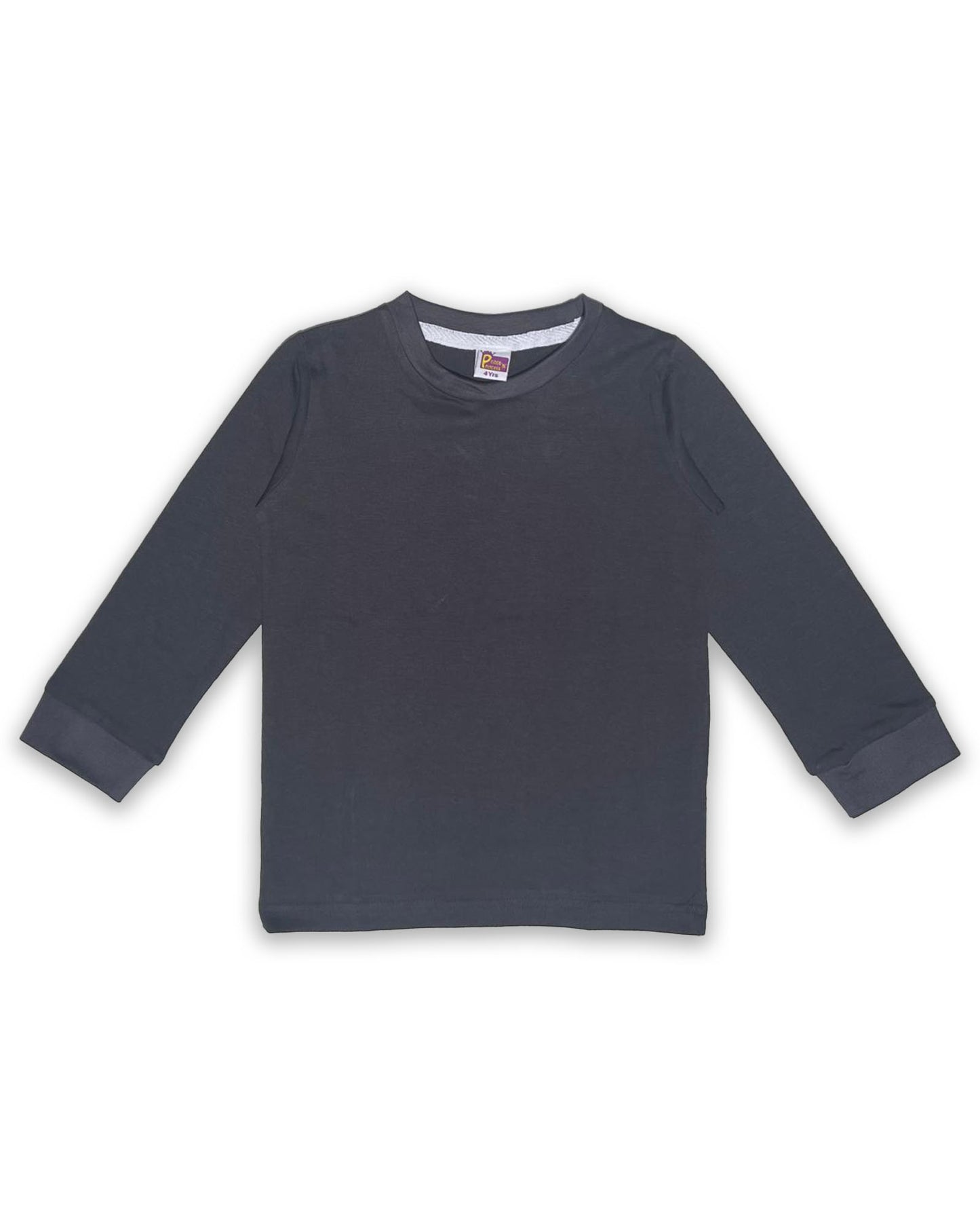 Kids Dark Grey Full Sleeve Plain Tees – Comfortable Cotton Tee for Boys and Girls KTS09