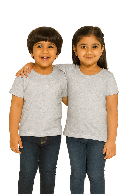 Kids Melange Half Sleeve Plain Tees – Comfortable Cotton Tee for Boys and Girls KTS050