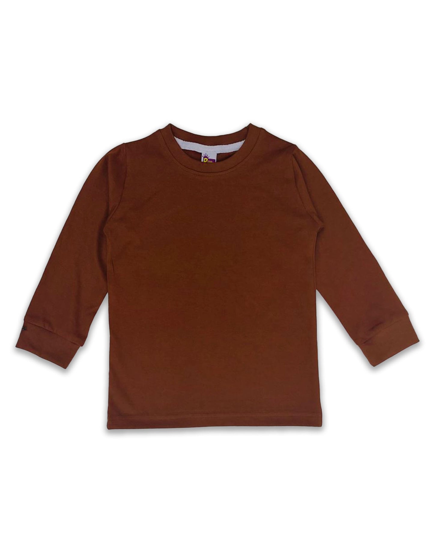 Kids Brown Full Sleeve Plain Tees – Comfortable Cotton Tee for Boys and Girls KTS053