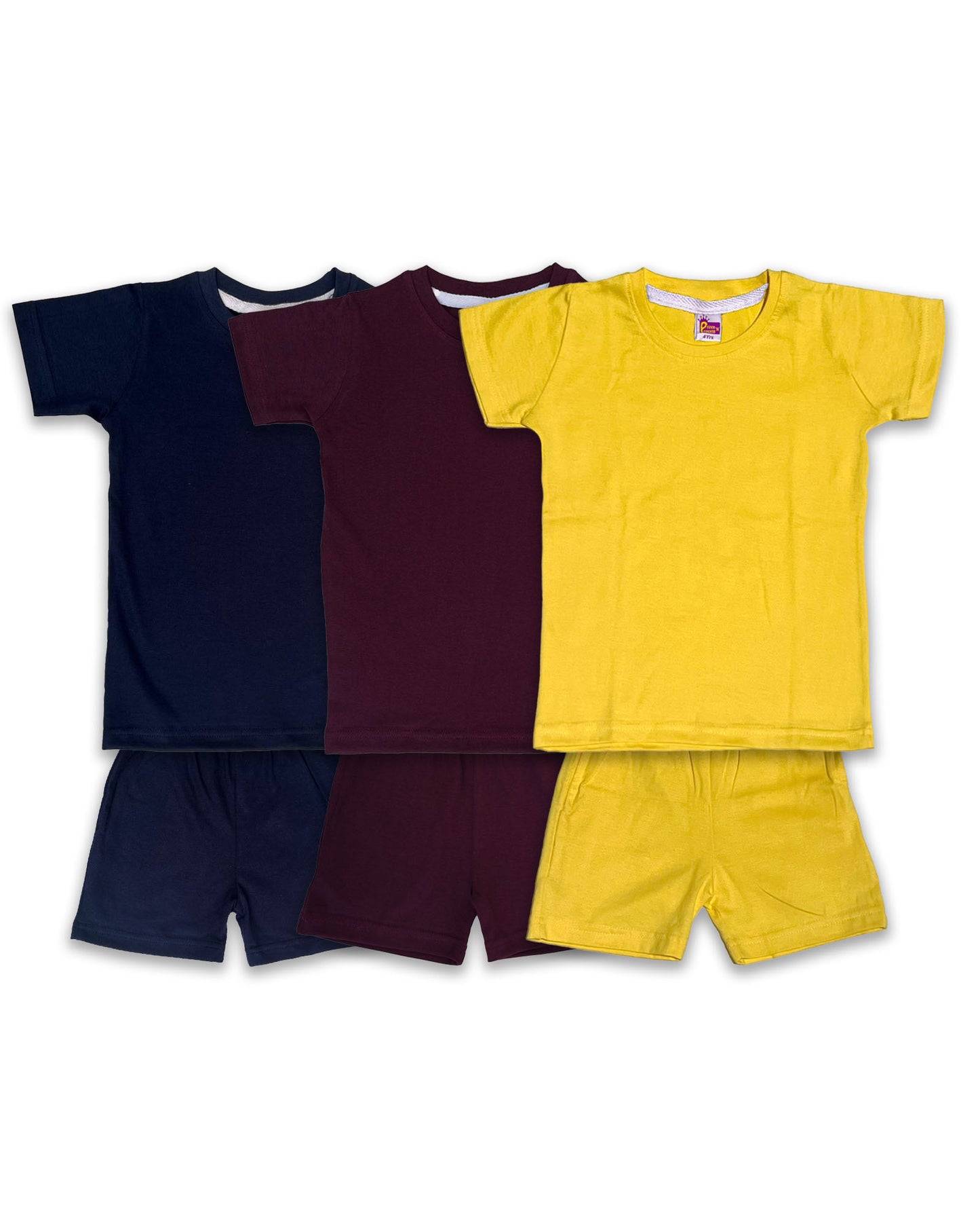 Plain Co-ord Set Pack of 3(Yellow,Wine & Navy) CDC09