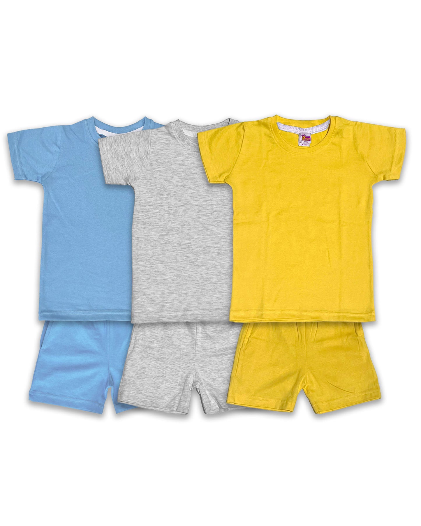 Plain Co-ord Set Pack of 3(Yellow,Melange& Ice Blue) CDC010