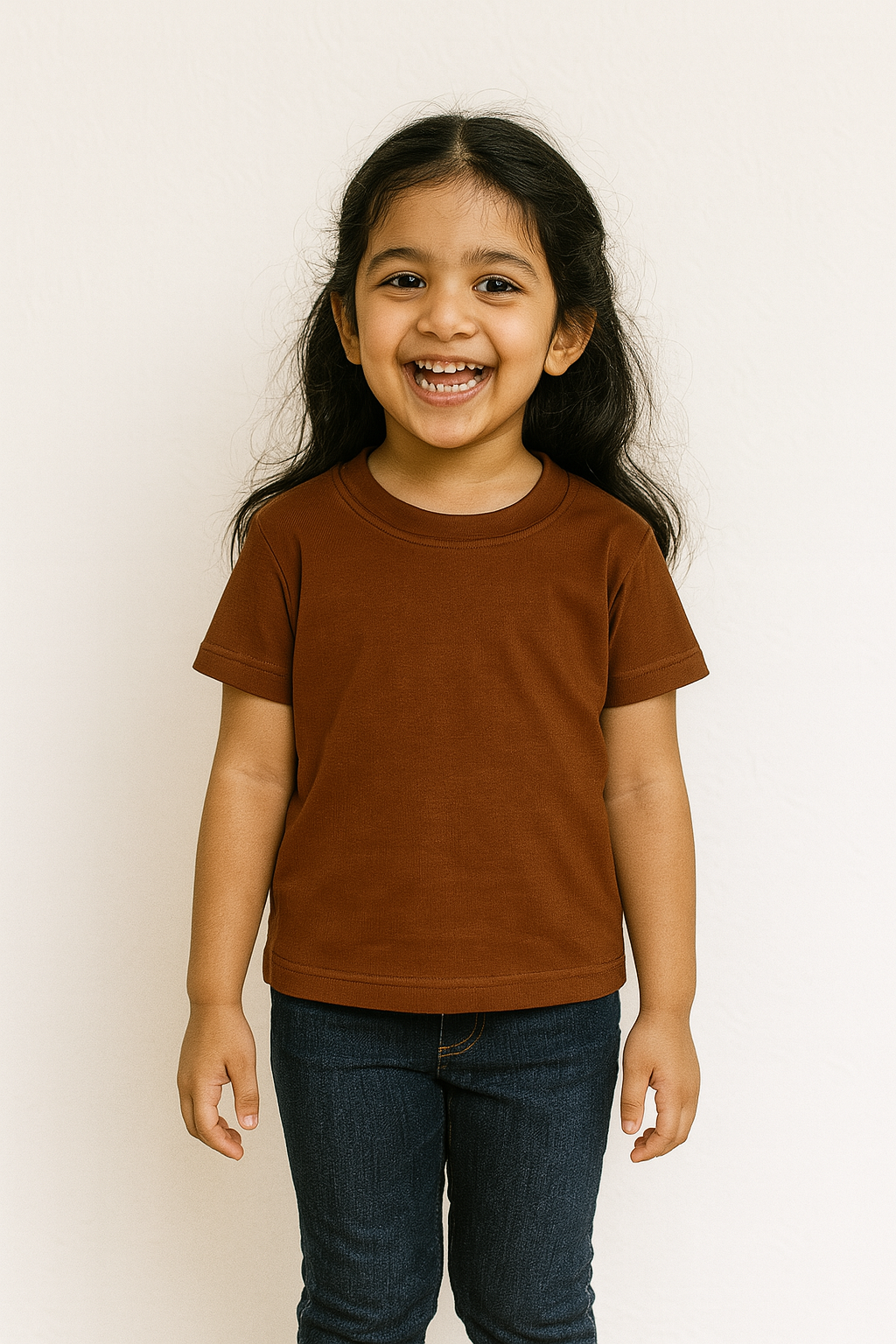 Kids Brown Half Sleeve Plain Tees – Comfortable Cotton Tee for Boys and Girls KTS052