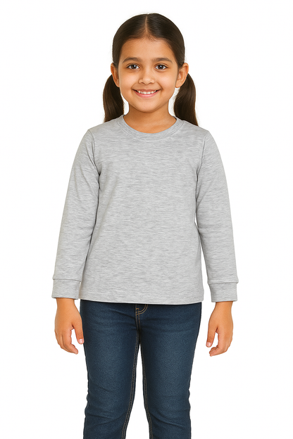 Kids Melange Full Sleeve Plain Tees – Comfortable Cotton Tee for Boys and Girls KTS03