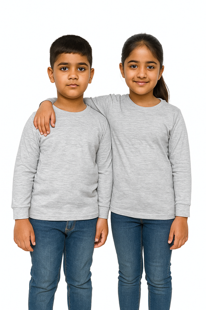 Kids Melange Full Sleeve Plain Tees – Comfortable Cotton Tee for Boys and Girls KTS03
