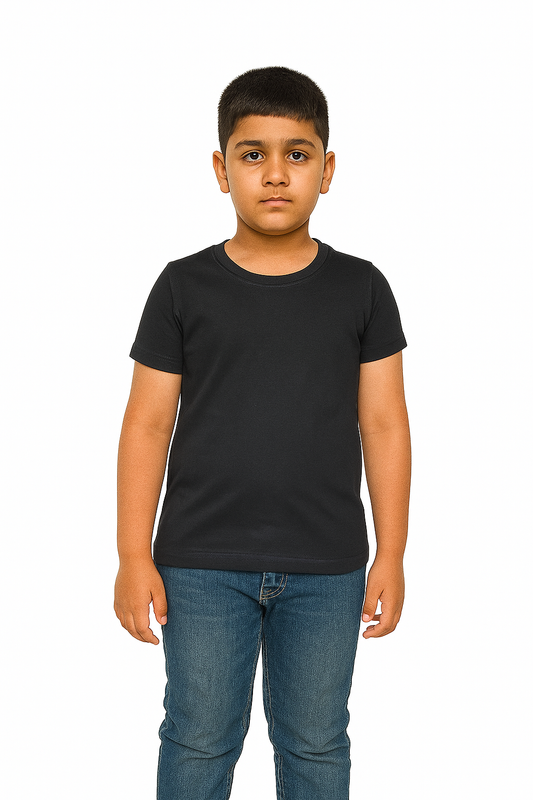 Kids Dark Grey Half Sleeve Plain Tees – Comfortable Cotton Tee for Boys and Girls KTS048