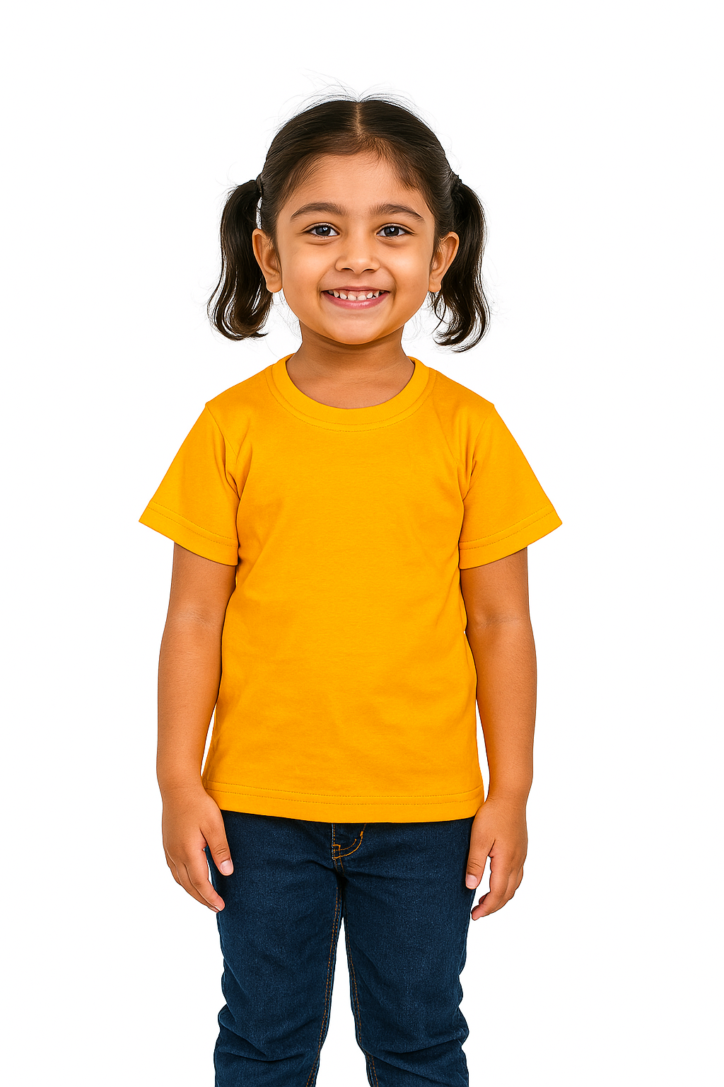 Kids Mustard Half Sleeve Plain Tees – Comfortable Cotton Tee for Boys and Girls KTS08