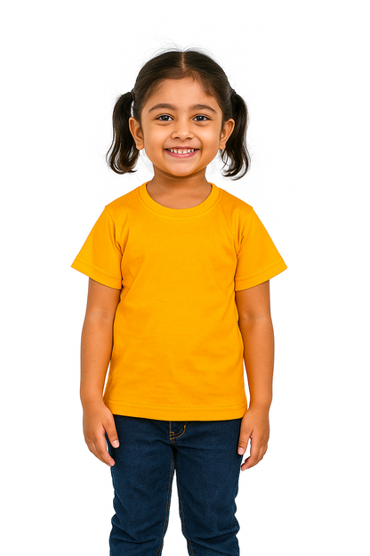 Kids Mustard Half Sleeve Plain Tees – Comfortable Cotton Tee for Boys and Girls KTS08
