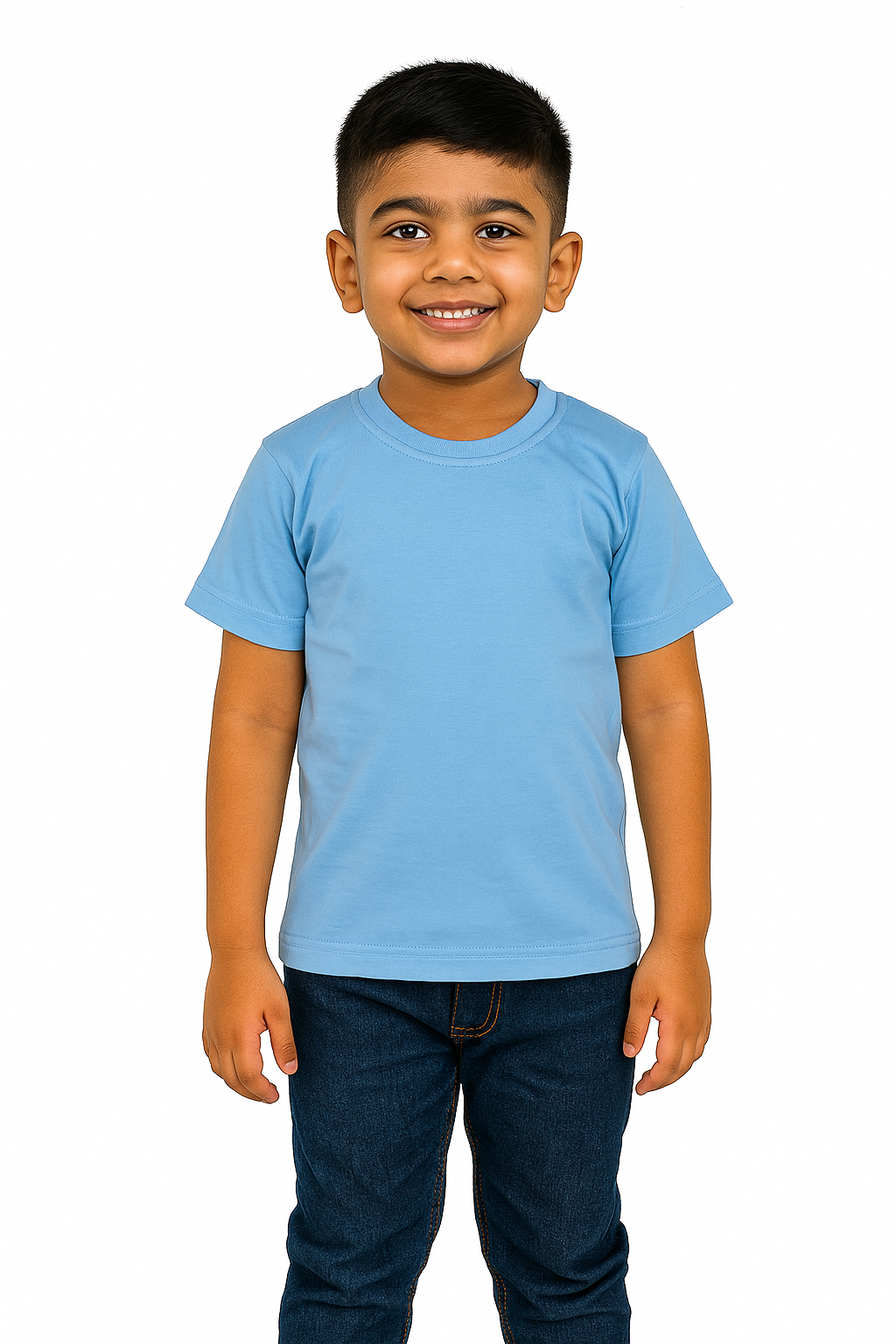 Kids Ice Blue Half Sleeve Plain Tees – Comfortable Cotton Tee for Boys and Girls KTS04