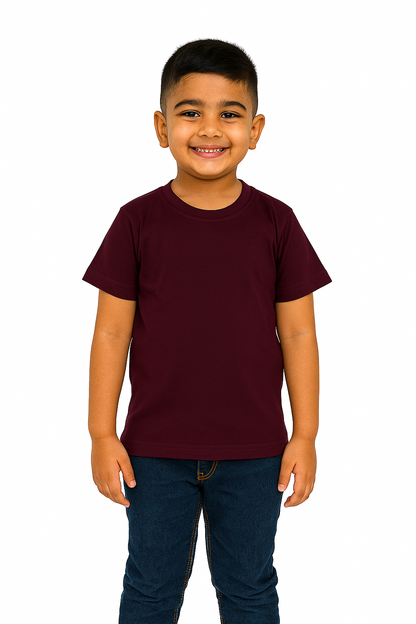 Kids Wine Half Sleeve Plain Tees – Comfortable Cotton Tee for Boys and GirlsKTS010