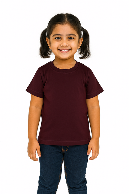 Kids Wine Half Sleeve Plain Tees – Comfortable Cotton Tee for Boys and GirlsKTS010