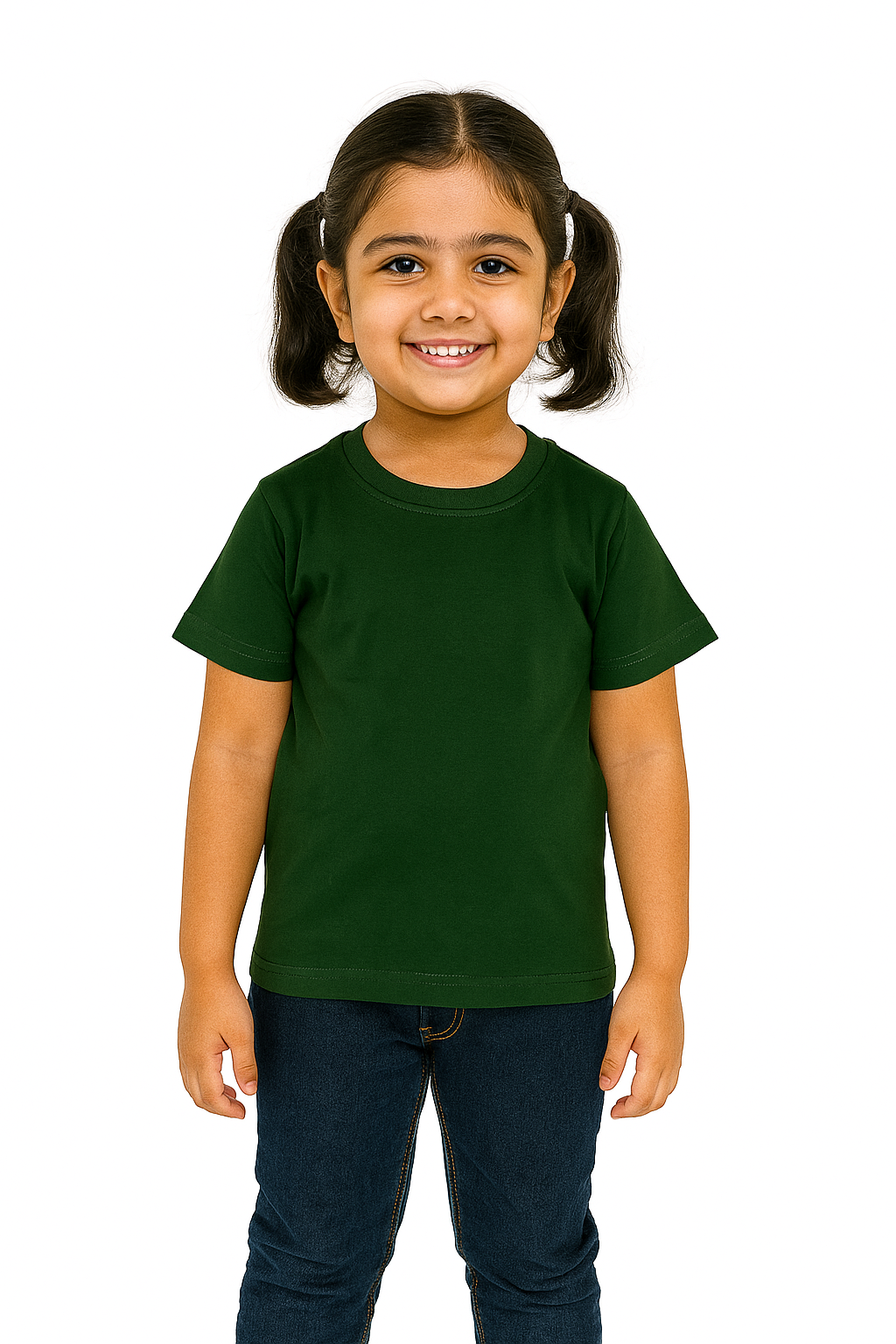 Kids Dark Green Half Sleeve Plain Tees – Comfortable Cotton Tee for Boys and Girls KTS011