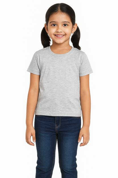 Kids Melange Half Sleeve Plain Tees – Comfortable Cotton Tee for Boys and Girls KTS050