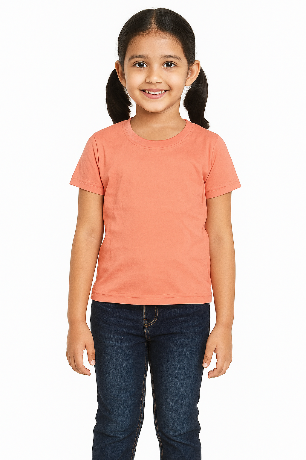 Kids Peach Half Sleeve Plain Tees – Comfortable Cotton Tee for Boys and Girls KTS046