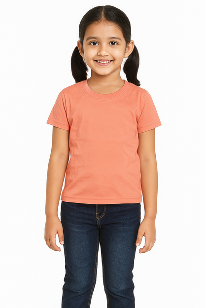 Kids Peach Half Sleeve Plain Tees – Comfortable Cotton Tee for Boys and Girls KTS046